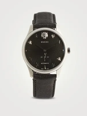 G-Timeless Slim Leather Strap Watch