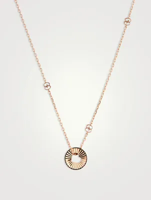 18K Rose Gold Round Heart Pendant Necklace