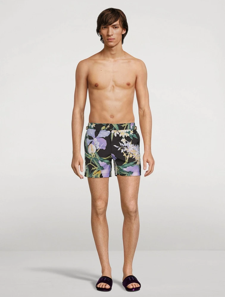 Nylon Swim Shorts In Orchid Print