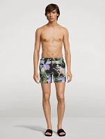 Nylon Swim Shorts In Orchid Print