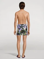 Nylon Swim Shorts In Orchid Print