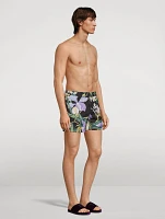 Nylon Swim Shorts In Orchid Print