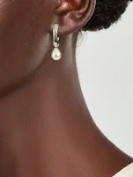 Faux Pearl Egg Hoop Earrings