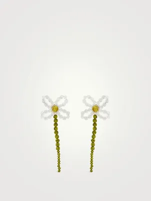 Beaded Crystal Flower Earrings