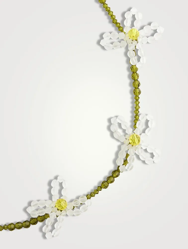 Beaded Crystal Flower Necklace