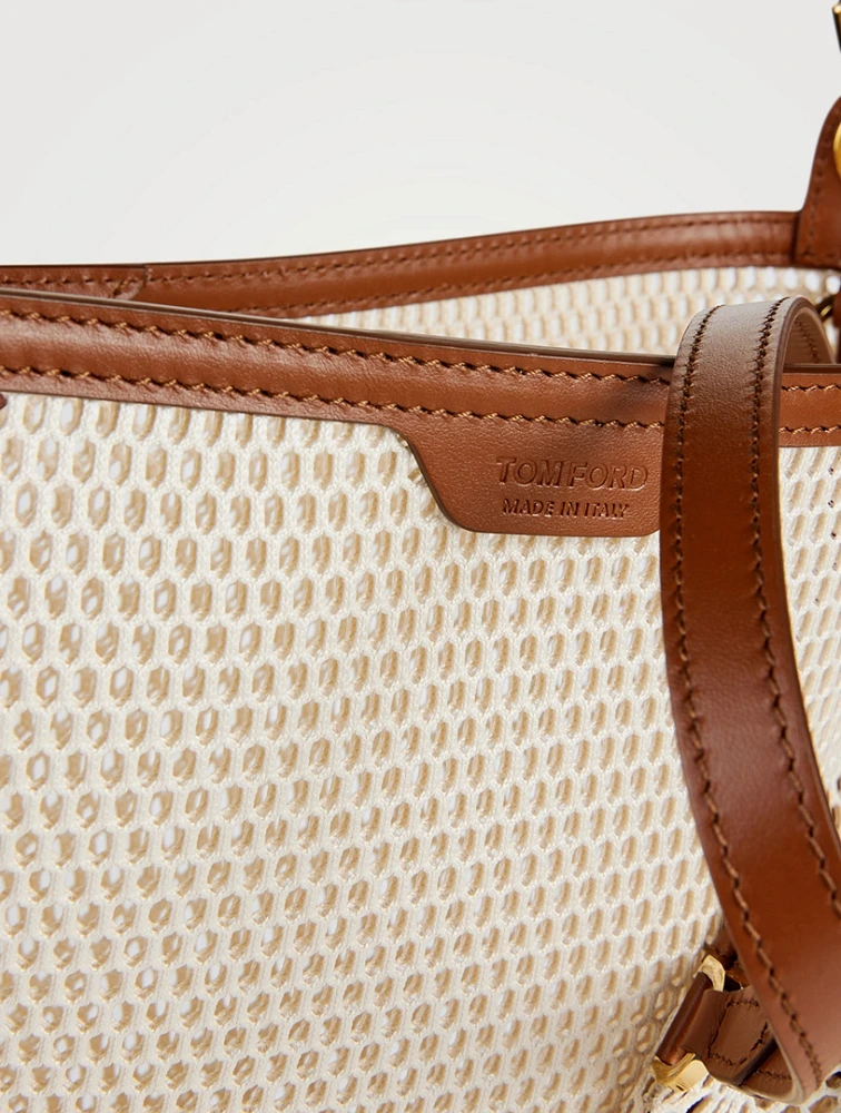 Mesh Shoulder Bag With Leather Trim