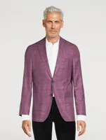 Hampton Wool Silk And Linen Jacket Plaid Print