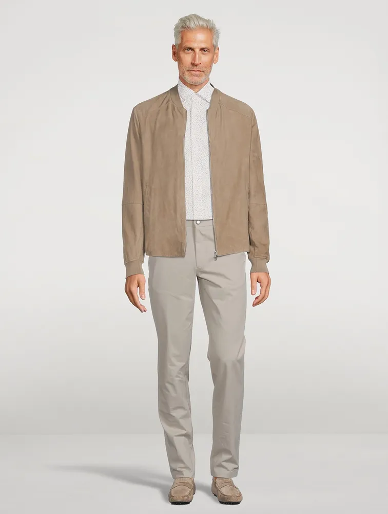 Suede Packable Bomber Jacket