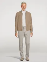 Suede Packable Bomber Jacket