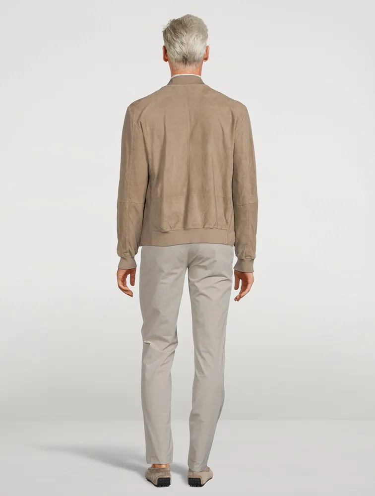 Suede Packable Bomber Jacket