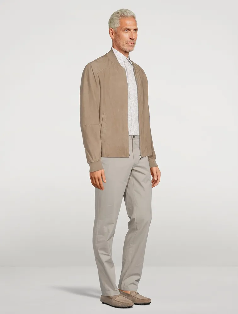 Suede Packable Bomber Jacket