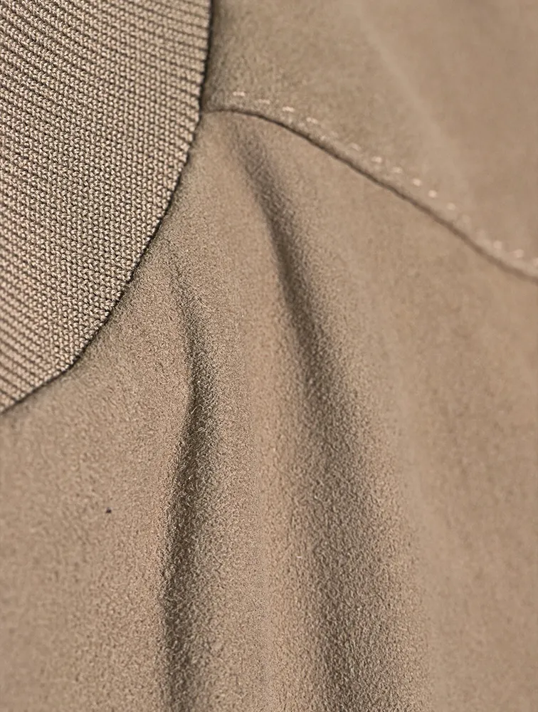 Suede Packable Bomber Jacket