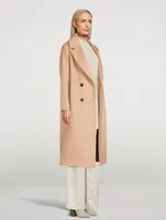 Recycled Wool And Cashmere Double-Breasted Long Coat