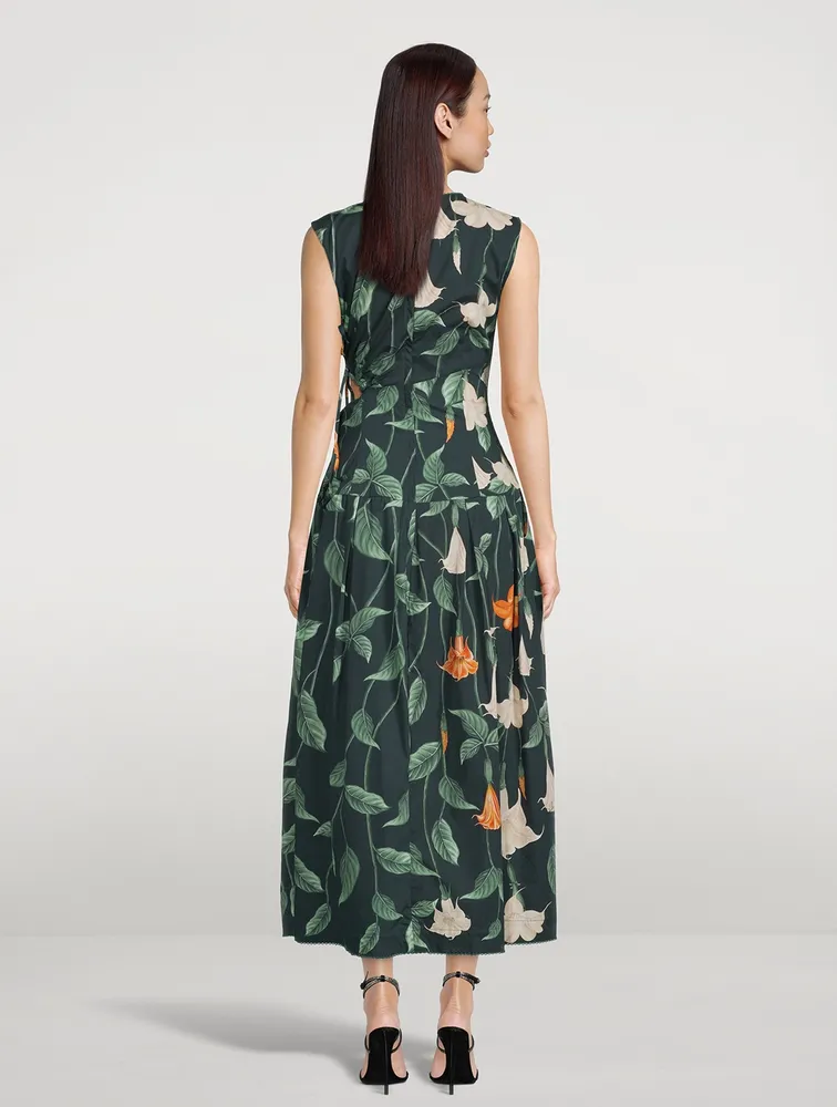 Otono Cut-Out Midi Dress Floral Print