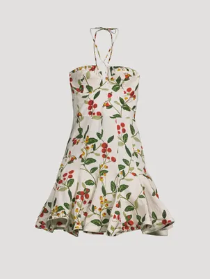 Anturio Linen Mini Dress Floral Print