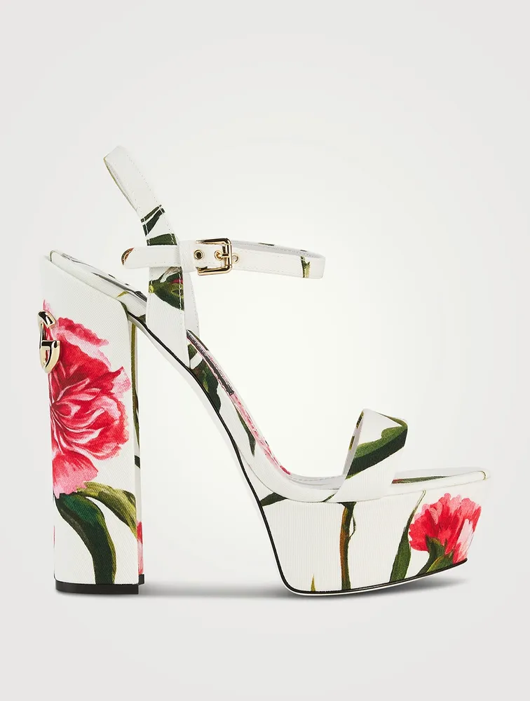 Keira Cotton Platform Sandals Carnation Print