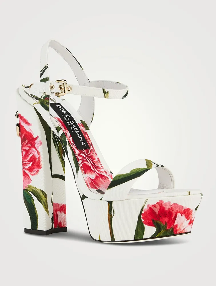 Keira Cotton Platform Sandals Carnation Print