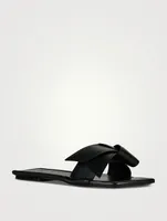 Bow Leather Slide Sandals