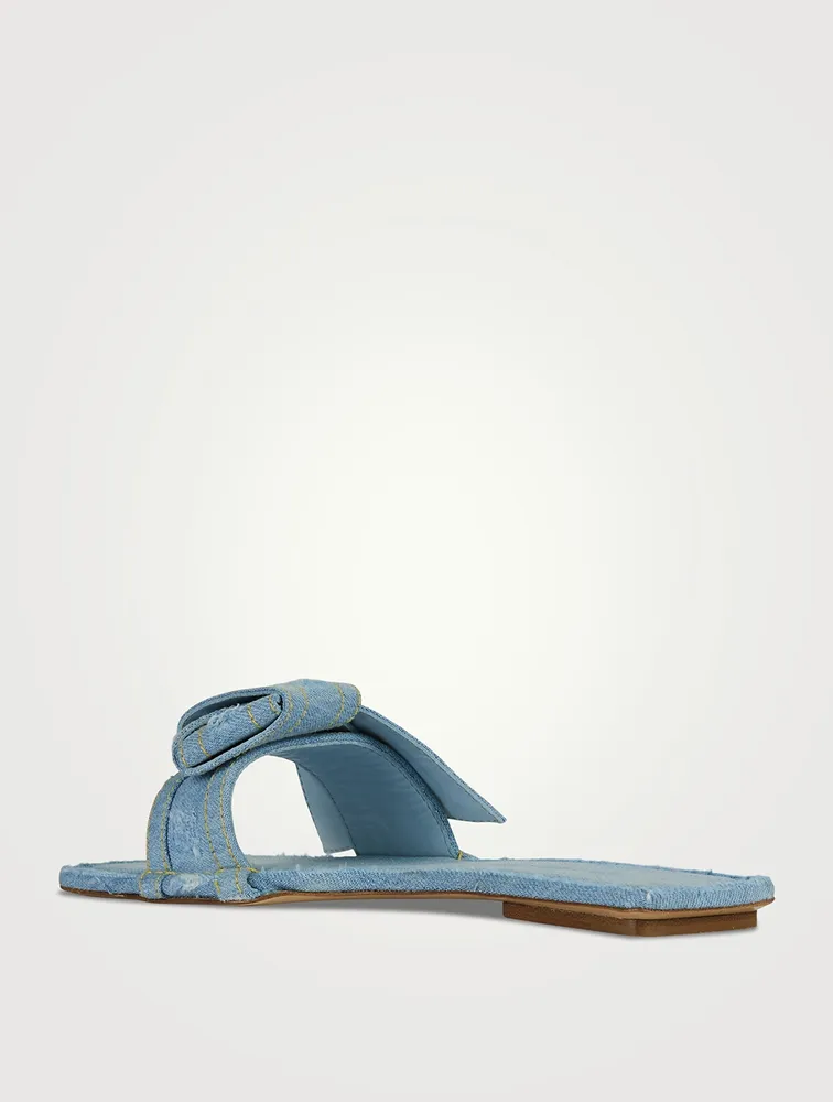 Bow Denim Slide Sandals