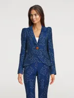 Pouf-Sleeve Blazer Floral Print