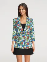 Three-Quarter Sleeve Blazer Floral Print