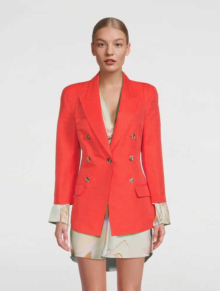 Pagoda Linen And Silk Cropped Blazer