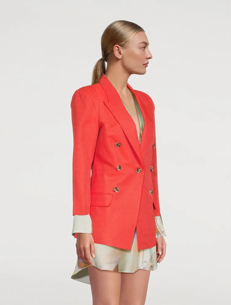 Pagoda Linen And Silk Cropped Blazer