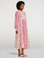 Esmerelda Printed Silk Habotai Midi Dress