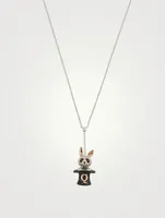 Medium Rabbit Bo Bo 18K White And Rose Gold Necklace With Diamonds