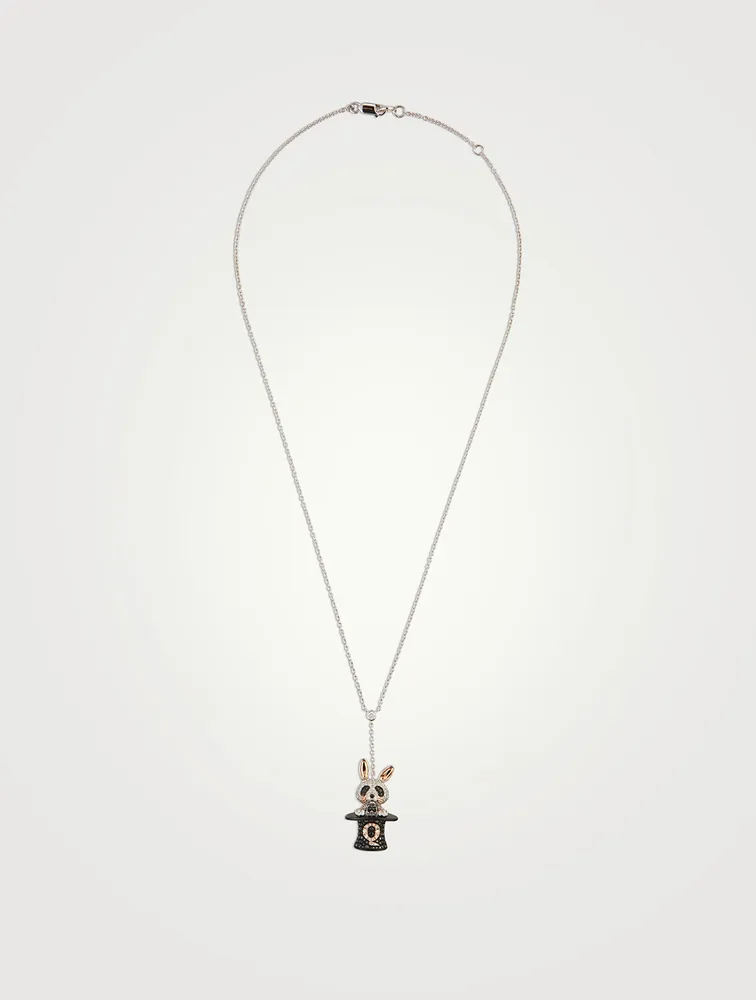 Medium Rabbit Bo Bo 18K White And Rose Gold Necklace With Diamonds