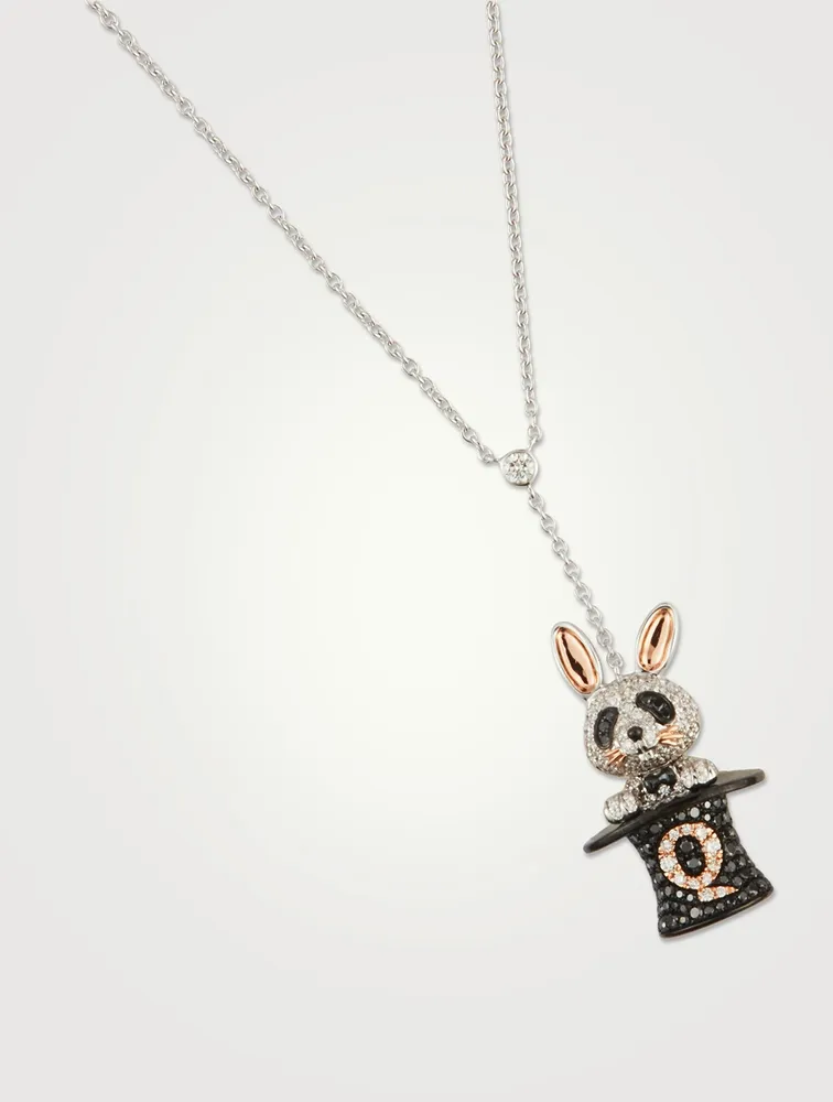 Medium Rabbit Bo Bo 18K White And Rose Gold Necklace With Diamonds