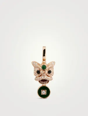 Small Xi Xi 18K Rose Gold Pendant With Diamonds And Jade