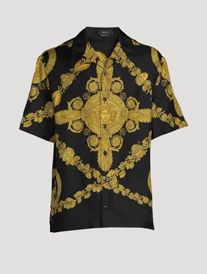 Maschera Baroque Silk Short-Sleeve Shirt