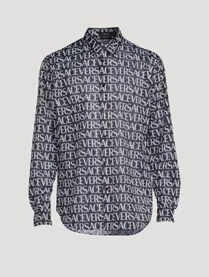 Mesh Long-Sleeve Shirt Logo Print