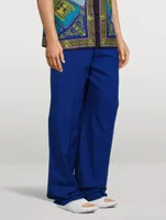 Wool And Silk Straight-Leg Pants