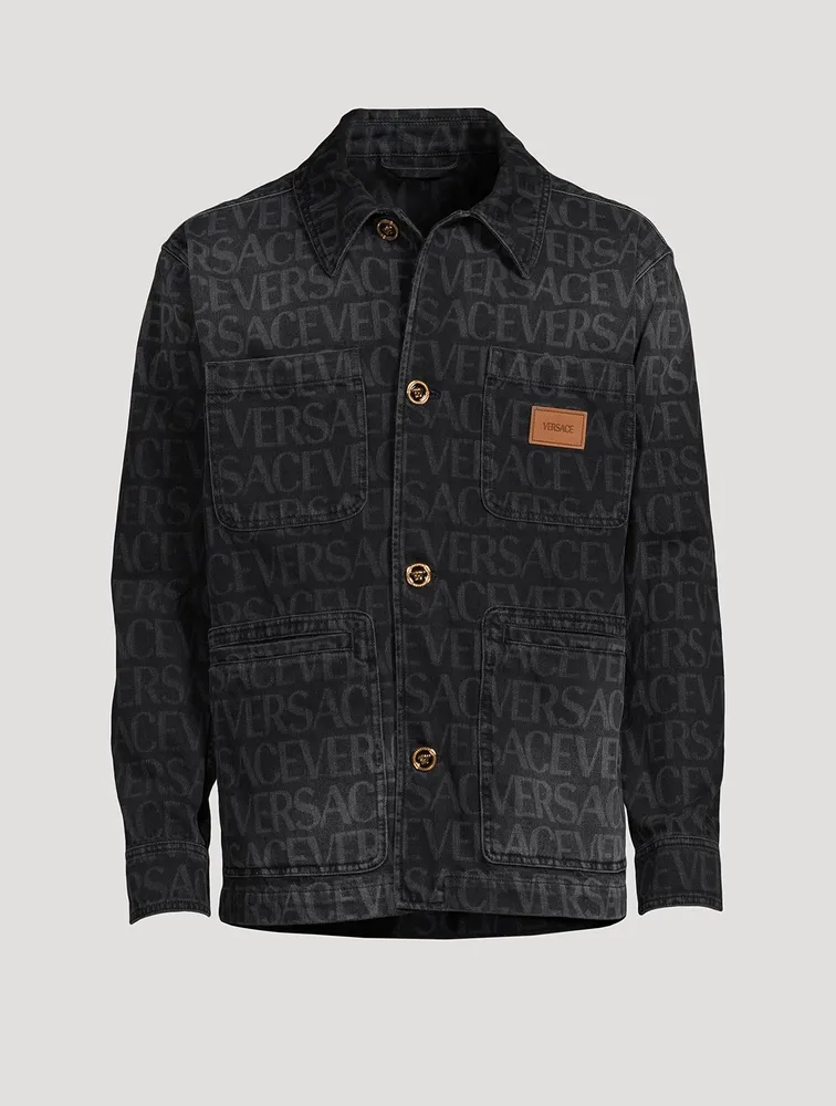 Denim Shirt Jacket Logo Print