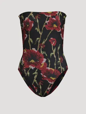 Bishop Strapless Swimsuit Floral Print