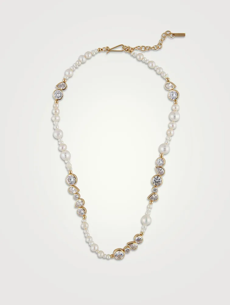 Glitch Pearl And Zirconia Gold Vermeil Necklace