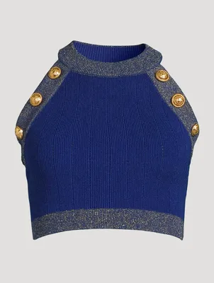 Golden Edge Knit Cropped Top