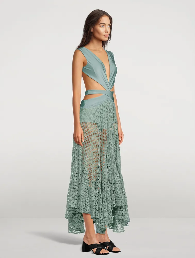 Monstera Sleeveless Cut-Out Beach Dress