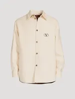 Wool Gabardine Shirt Jacket With VLOGO Patch