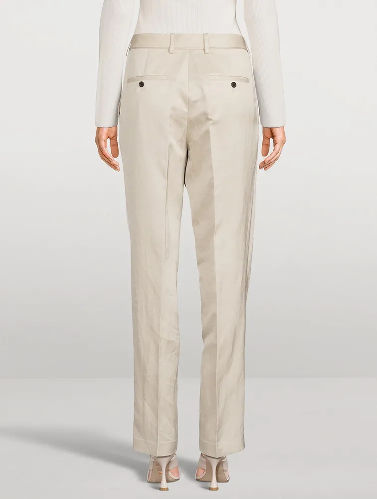 Belted Straight-Leg Wrap Trousers
