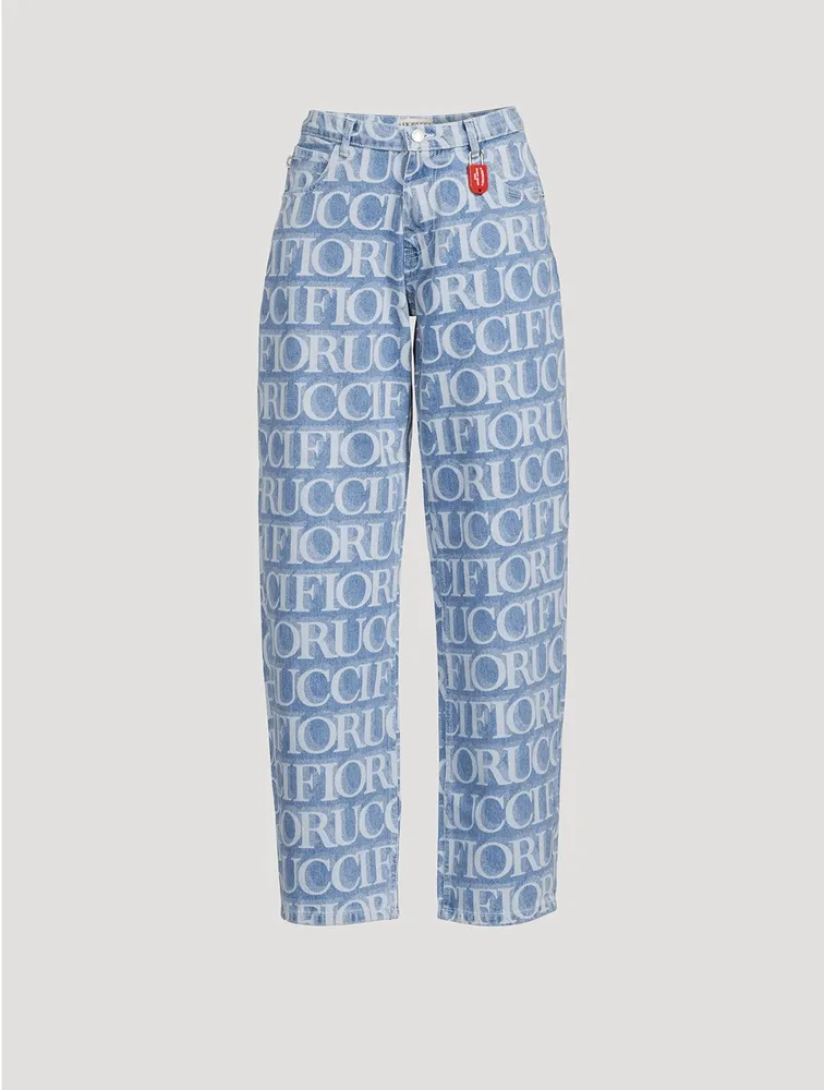 Fiorucci Relaxed Jeans in Laser Monogram Blue