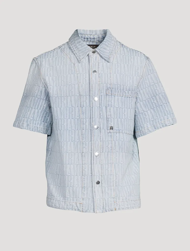 Denim Jacquard Short-Sleeve Shirt