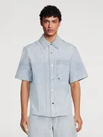 Denim Jacquard Short-Sleeve Shirt