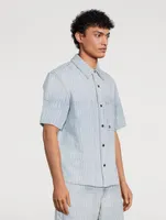 Denim Jacquard Short-Sleeve Shirt