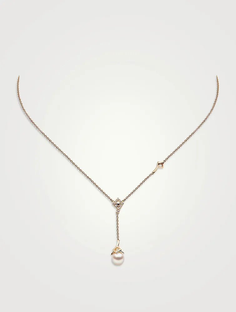 Trend 18K White Gold Freshwater Pearl And Diamond Necklace