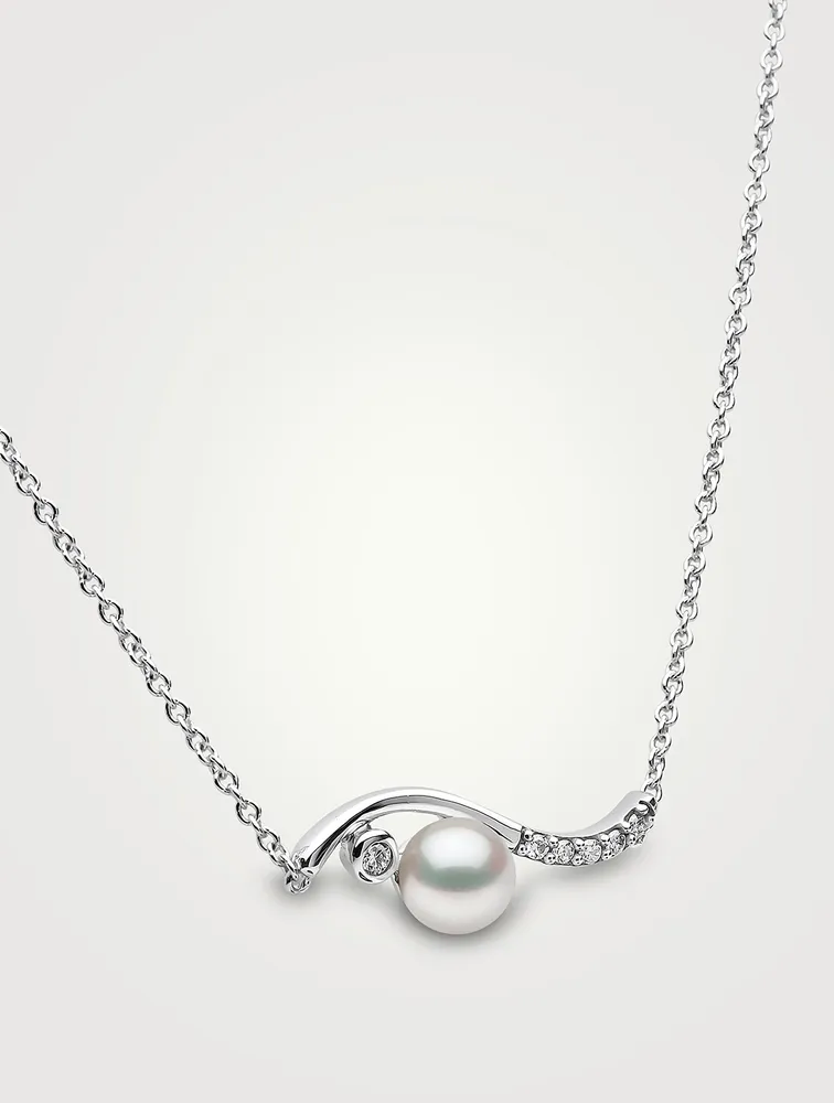 Trend 18K Yellow Gold Freshwater Pearl And Diamond Necklace