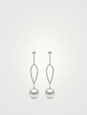 Trend 18K Gold Freshwater Pearl And Diamond Earrings