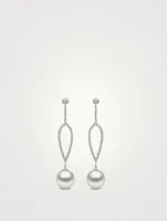 Trend 18K Gold Freshwater Pearl And Diamond Earrings